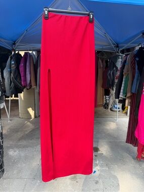 Windsor Red Pencil Maxi Skirt w/ Slit - Women